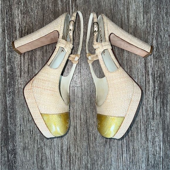Vintage CHANEL Slingback Platform Heel Size 41 - Picture 5 of 9